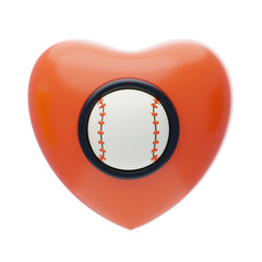 Batter Up for Love: 3D Illustration of Baseball Love. 3d illustration, 3d element, 3d rendering. 3d visualization isolated on a transparent background