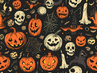 halloween seamless pattern, generative ai