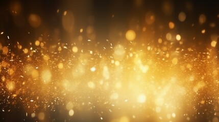 Obraz na płótnie Canvas Abstract particle background concept golden glittering sparkles and bright yellow beams light