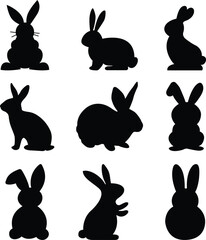 Rabbit Silhouette Isolated On A White Background