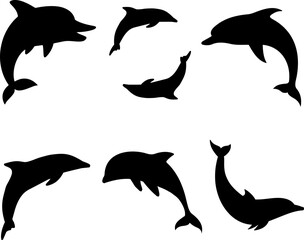 Dolphin Silhouette Isolated On A White Background