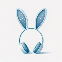 easter bunny ears with headphones on white background