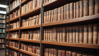 Obraz premium Old books in the library. library shelves with books. World Book Day banner. Illustration.