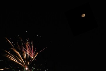 Celebrate Fireworks and Moon for background.
