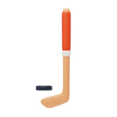 Winter Warriors: 3D Illustration Spotlight on Hockey Sticks. 3d illustration, 3d element, 3d rendering. 3d visualization isolated on a transparent background