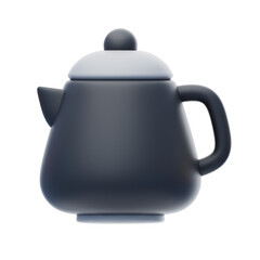 Poured Perfection: 3D Illustration of Teapot . 3d illustration, 3d element, 3d rendering. 3d visualization isolated on a transparent background
