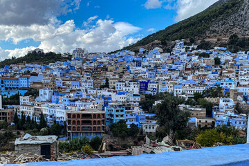 Panoramic view of  the blue city of Chefchaouen, Morocco