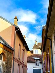 Street view of old village Brunoy in France