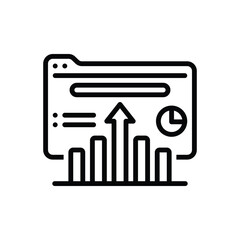 Black line icon for data growth 