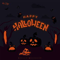 Vector Happy Halloween greeting post background design.