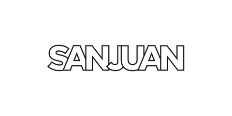 San Juan in the Argentina emblem. The design features a geometric style, vector illustration with bold typography in a modern font. The graphic slogan lettering.