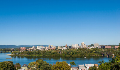 Fototapeta na wymiar Harrisburg Skyline, the State capital of Pennsylvania, on the Susquehanna River