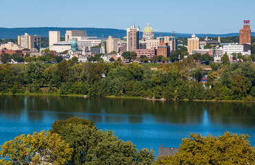 Harrisburg Skyline, the State capital of Pennsylvania, on the Susquehanna River