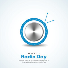 World radio day creative ads design. February 13 Radio Day social media poster vector 3D illustration. 