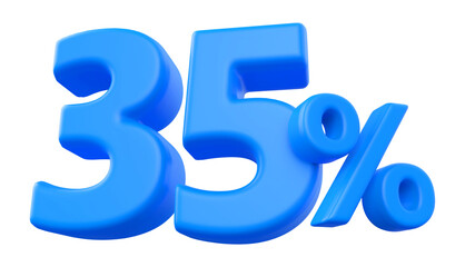 35 percentage discount number blue 3d render