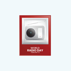World radio day creative ads design. February 13 Radio Day social media poster vector 3D illustration. 