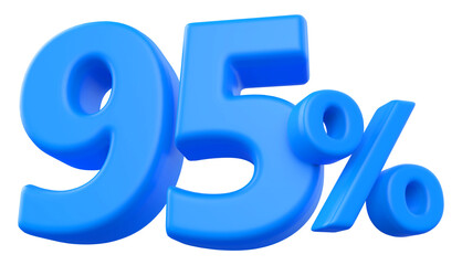 95 percentage discount number blue 3d render