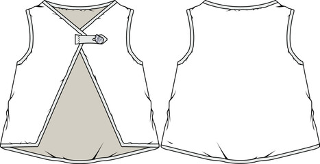 KID GIRLS AND TEENS WEAR SLEEVELESS VEST FRONT AND BACK FASHION FLAT DESIGN VECTOR ILLUSTRATION © M A A Designs