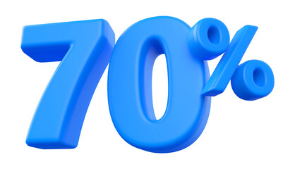 70 percentage discount number blue 3d render