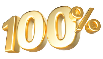 100 percentage discount number gold 3d render