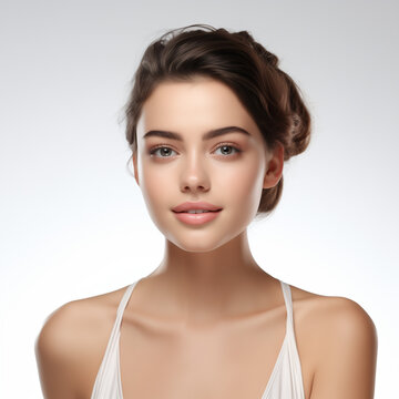 Gorgeous woman with glowing bright skin for a website banner of a medical spa