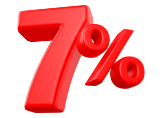 7 percentage discount number rad 3d render