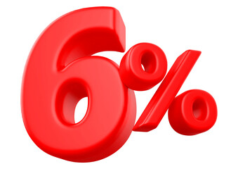 6 percentage discount number rad 3d render