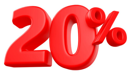 20 percentage discount number rad 3d render