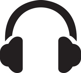 Headphone earphone icon black Filled style for web site design and mobile dark mode apps Vector illustration on a transparent background. headphones music speakers icon. Customer service support.