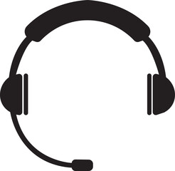 Headphone earphone icon black Filled style for web site design and mobile dark mode apps Vector illustration on a transparent background. headphones music speakers icon. Customer service support.