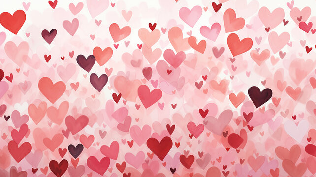 background light pink red hearts hand drawn