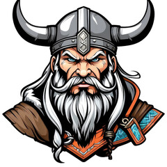 viking warrior mascot illustration with transparent background