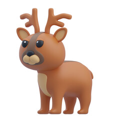 Antlered Guardians: Reindeer in Striking 3D Illustration. 3d illustration, 3d element, 3d rendering. 3d visualization isolated on a transparent background