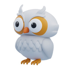 Northern Nocturne: Snowy Owls in 3D Illustration. 3d illustration, 3d element, 3d rendering. 3d visualization isolated on a transparent background