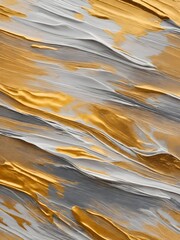Obraz premium Closeup of abstract silver, white and gold texture background. Oil, acrylic brushstroke, pallet knife paint on canvas. Art Canvas Banner.