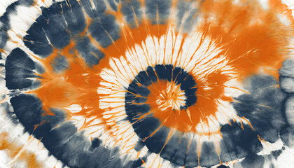 Spiral Tie Dye. Shibori Circle Texture. Orange Swirl Background. Spiral Art Pattern. Circle Shibori Peace. Indigo Dyed Print. Brush Indigo Texture. Shibori Dirty Hippie. Spiral Old Background