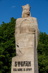 Fototapeta na wymiar Statue of Stephen III of Moldavia, most commonly known as Stephen the Great, in Soroca, Moldova