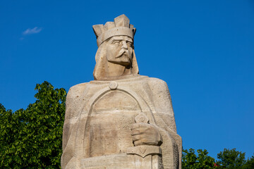 Fototapeta premium Statue of Stephen III of Moldavia, most commonly known as Stephen the Great, in Soroca, Moldova