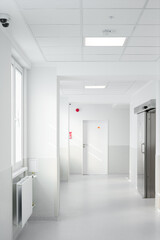 Zupełnie nowy wnętrze korytarza w szpitalu/klinice, wyposażony w nowe meble - obrazy, fototapety, plakaty