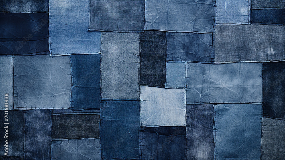 Wall mural patchwork denim textures pattern background