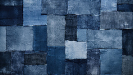 patchwork denim textures pattern background - obrazy, fototapety, plakaty
