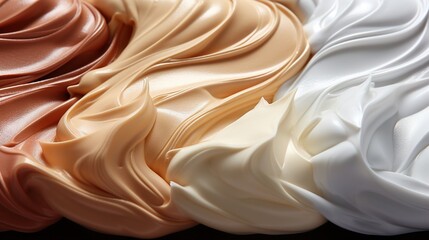 Close-up of texture of creamy ice cream of different flavours, gelato background. Generative AI