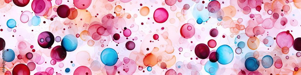 Wall mural geometric seamless pattern with round multicolored circles on white background