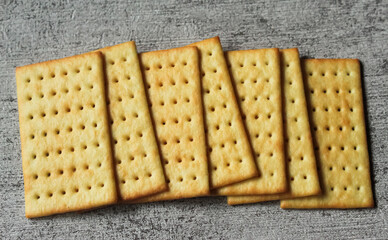 crackers on a wooden table