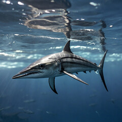 Fototapeta premium Marlin Pelagic Expedition into the Oceanic Realms of Elegance and Conservation Triumphs ai generated