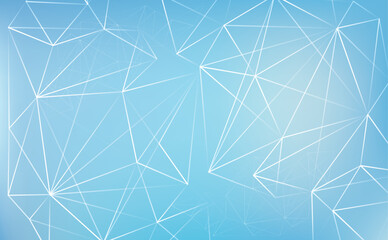 Abstract geometric medical, business composition from a pattern of lines and dots in blue color of a glowing gradient background.