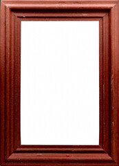 Wooden picture frame. Old rustic wooden frame isolated on white background