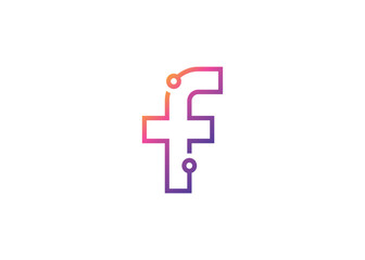 Obraz premium Letter F Technology vector monogram logo design template. Letter F molecule, Science and Bio technology Vector logo