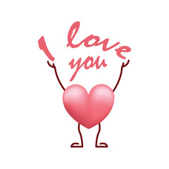 Hearts people with the inscription I love you.Vector illustration.