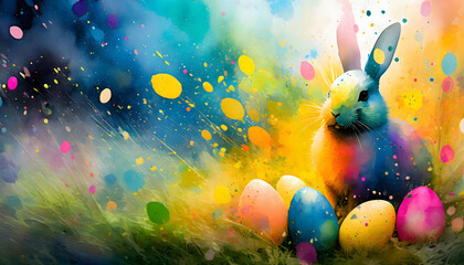 Lively Easter eggs and Bunny